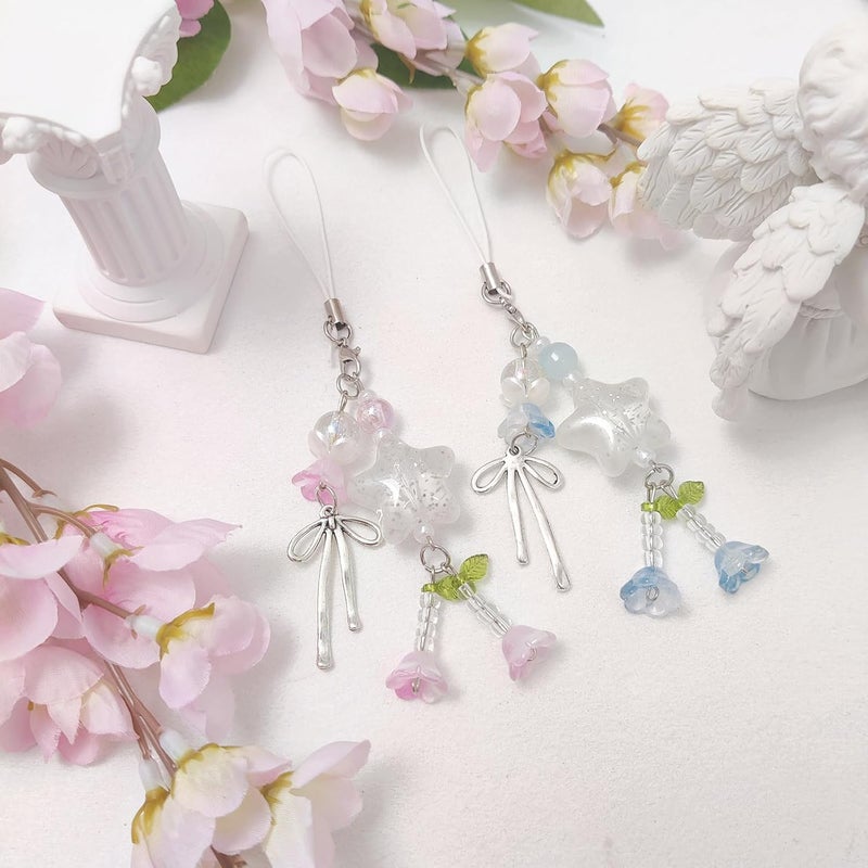 cioatu 1-4PCS Cute Phone Charms Aesthetic Y2K Cell Phone Charms Strap Pink Strawberry Butterfly Star PhoneCharm Y2K Accessories for Bag Keychain Airpods Camera Pendants Decor - Image 2